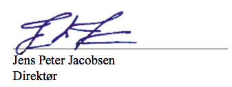 Jens Peter Jacobsens underskrift.